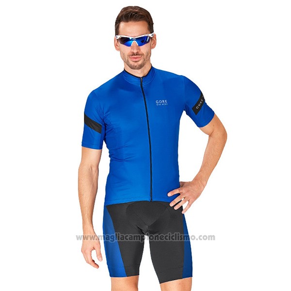 2017 Abbigliamento Ciclismo Gore Bike Wear Power Blu Manica Corta e Salopette